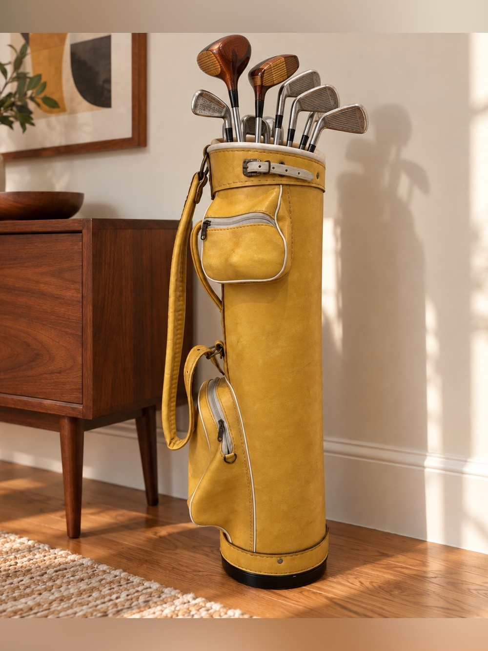 Vintage Arnold Palmer Mustard Golf Carry Bag Made in USA